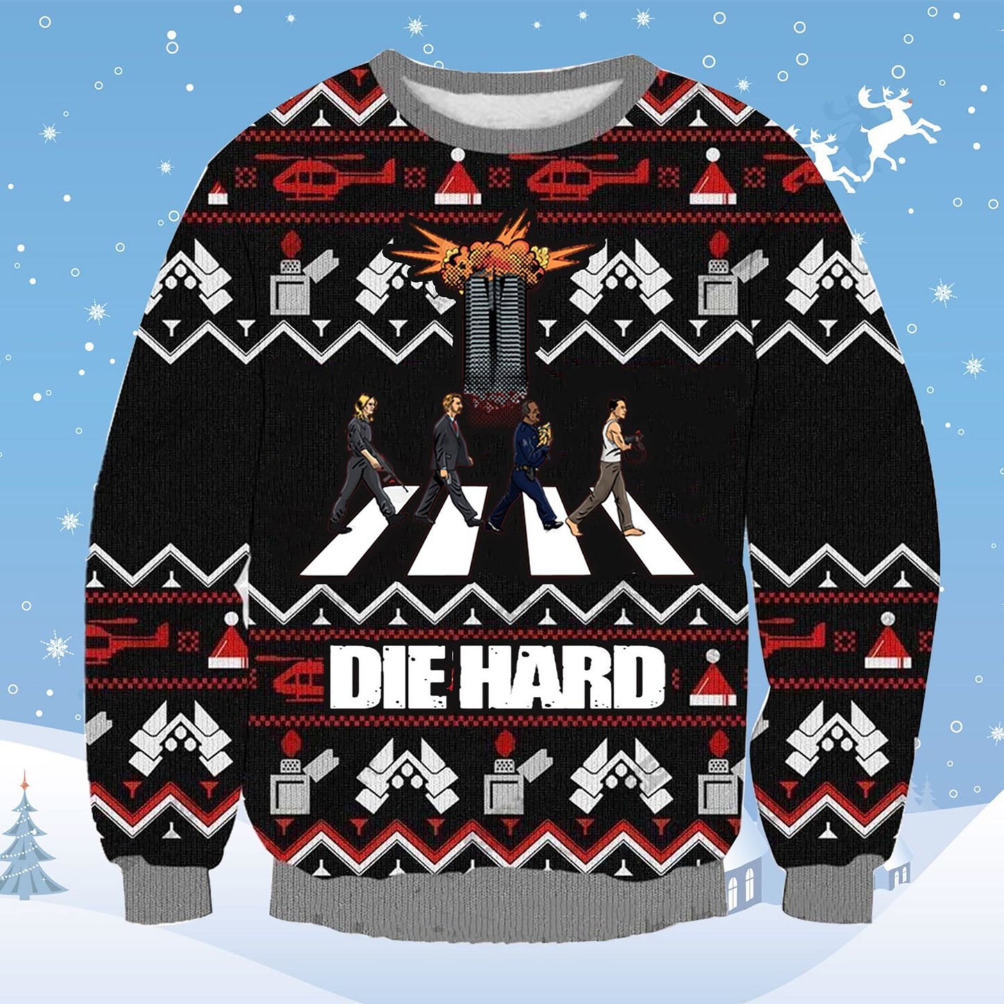 Die Hard Four Men Walk Xmas Ugly Sweatshirt, Christmas Ugly Sweater, Christmas Gift, Gift Christmas 2024