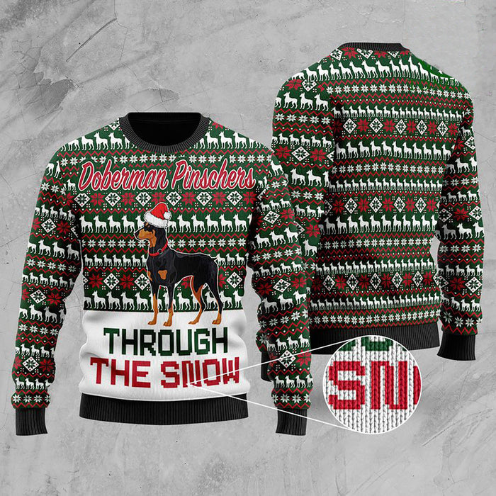 Doberman Pinschers Through The Snow Christmas Ugly Sweater, Christmas Ugly Sweater, Christmas Gift, Gift Christmas 2022
