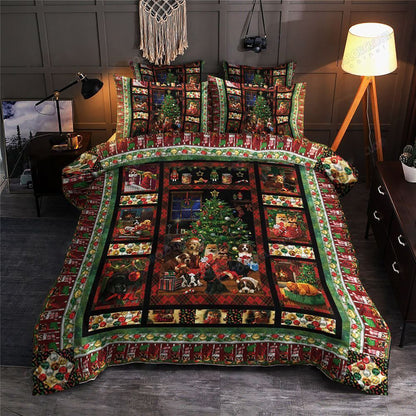 Dog in cozy home Christmas night Bedding Set Bedroom Set Bedlinen 3D,Bedding Christmas Gift,Bedding Set Christmas