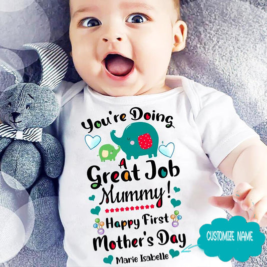 Eilifint Ár gcéad Ainm Saincheaptha Lá na Máthar Leanbh Onesie, Lá na Máthar 2021 Bodysuit Ainm saincheaptha