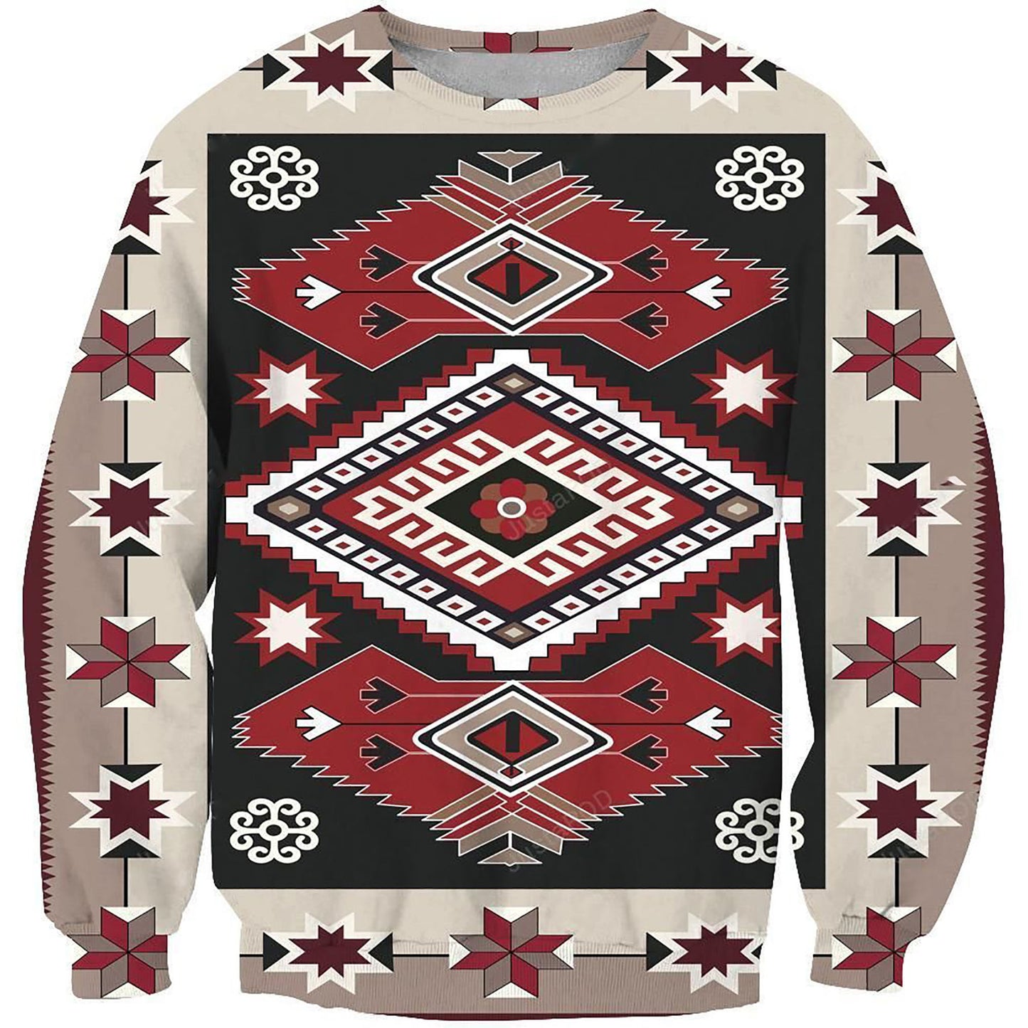Ethnic Tribal Red Brown Pattern Ugly Christmas Sweater, Christmas Ugly Sweater, Christmas Gift, Gift Christmas 2024