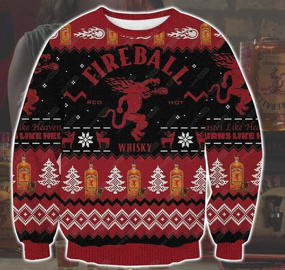Fireball whiskey 3D Print Christmas Sweater, Christmas Ugly Sweater, Christmas Gift, Gift Christmas 2024