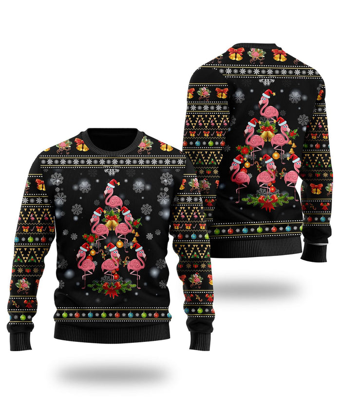 Flamingo Pine Tree Image Noel Pattern Ugly Sweater, Christmas Ugly Sweater, Christmas Gift, Gift Christmas 2022