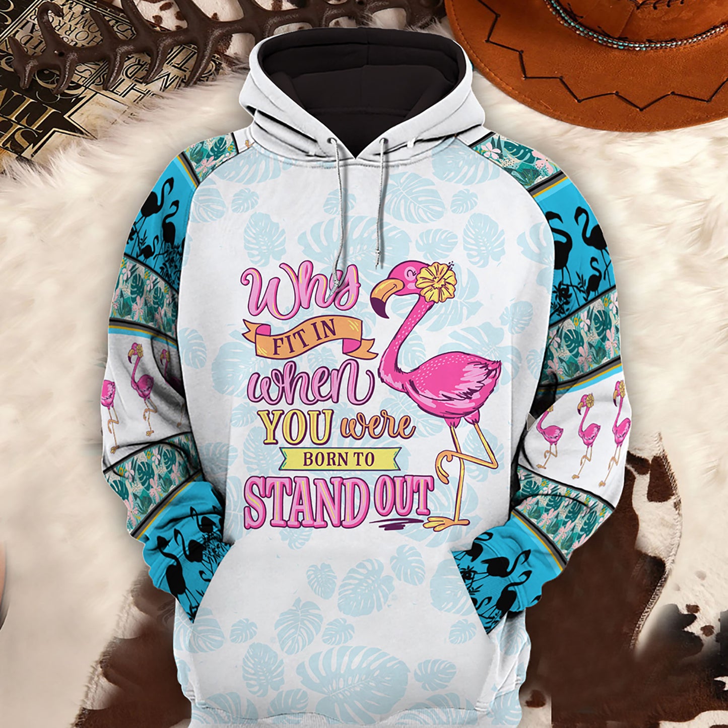 Flamingo Why Fit In When You Were Born To Sweater, Christmas Ugly Sweater, Christmas Gift, Gift Christmas 2024