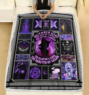 October girl the soul of witch fleece blanket gifts Christmas family gift idea