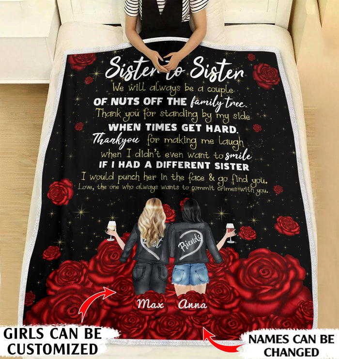 Sister to sister we will always be a couple personalized best friend fleece blanket customized christmas gift for girls