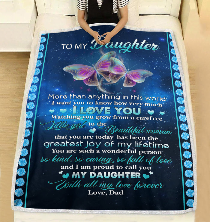 To my daughter more than anything in this world - dad and daughter forever fleece blanket Christmas family blanket gift
