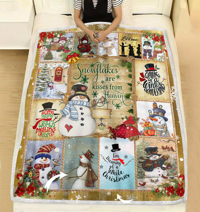 Snowflakes are kisses from heaven personalized coffee blanket gifts custom christmas blanket