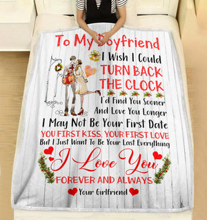To my boyfriend I love you Forever and Always Christmas personalized coffee blanket gifts custom christmas blanket