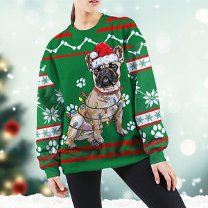 French Bulldog Green Christmas Sweatshirt, Christmas Ugly Sweater, Christmas Gift, Gift Christmas 2024