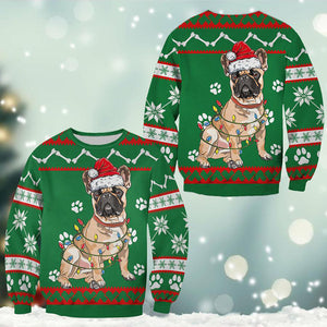 French Bulldog Green Christmas Sweatshirt, Christmas Ugly Sweater, Christmas Gift, Gift Christmas 2024