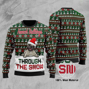 French Bulldogs Through The Snow Christmas Ugly Sweater, Christmas Ugly Sweater, Christmas Gift, Gift Christmas 2022