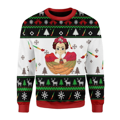 Frida Kahlo Ugly Christmas Sweater, Christmas Ugly Sweater, Christmas Gift, Gift Christmas 2024