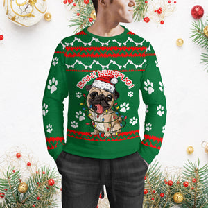 Funny Bah Humpug Sweater, Ugly Christmas Sweater, Pug Ugly Sweater, Christmas Family Gift Idea