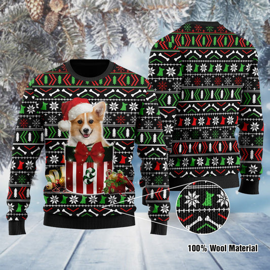 Funny Corgi In The Gift Box Ugly Sweater, Christmas Ugly Sweater, Christmas Gift, Gift Christmas 2024