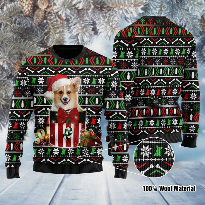 Funny Corgi In The Gift Box Ugly Sweater, Christmas Ugly Sweater, Christmas Gift, Gift Christmas 2022