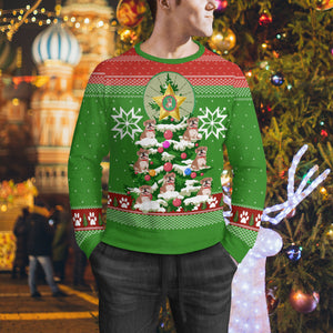 Funny Cute Bulldog Xmas Ugly Sweater, Bulldog Tree Sweater, Xmas Bulldog Ugly Sweater Christmas Family Gift Idea