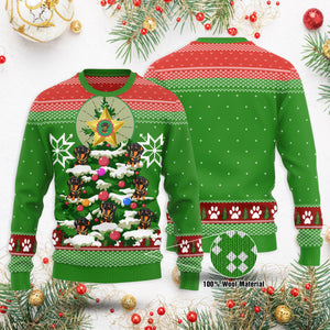 Funny Cute Dachshund Xmas Ugly Sweater, Dachshund Tree Sweater, Xmas Dachshund Ugly Sweater Christmas Family Gift Idea