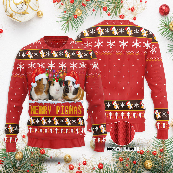 Funny Cute Guinea Pig Xmas Sweater, Merry Pigmas Sweater, Xmas Guinea Pig Ugly Sweater Christmas Family Gift Idea