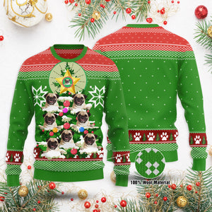 Funny Cute Pug Xmas Ugly Sweater, Pug Tree Sweater, Xmas Pug Ugly Sweater Christmas Family Gift Idea