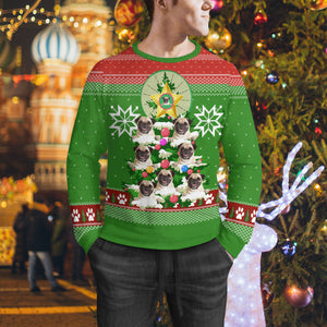 Funny Cute Pug Xmas Ugly Sweater, Pug Tree Sweater, Xmas Pug Ugly Sweater Christmas Family Gift Idea
