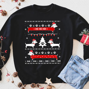 Funny Dachshund Snow Ho Ho Ho funny sweatshirt gifts christmas ugly sweater for men and women