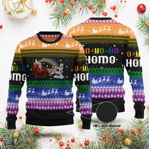 Funny Ho Ho Homo Ugly Sweater, Christmas LGBT Ugly Sweater Gift, Merry Christmas Sweater Family Gift Idea