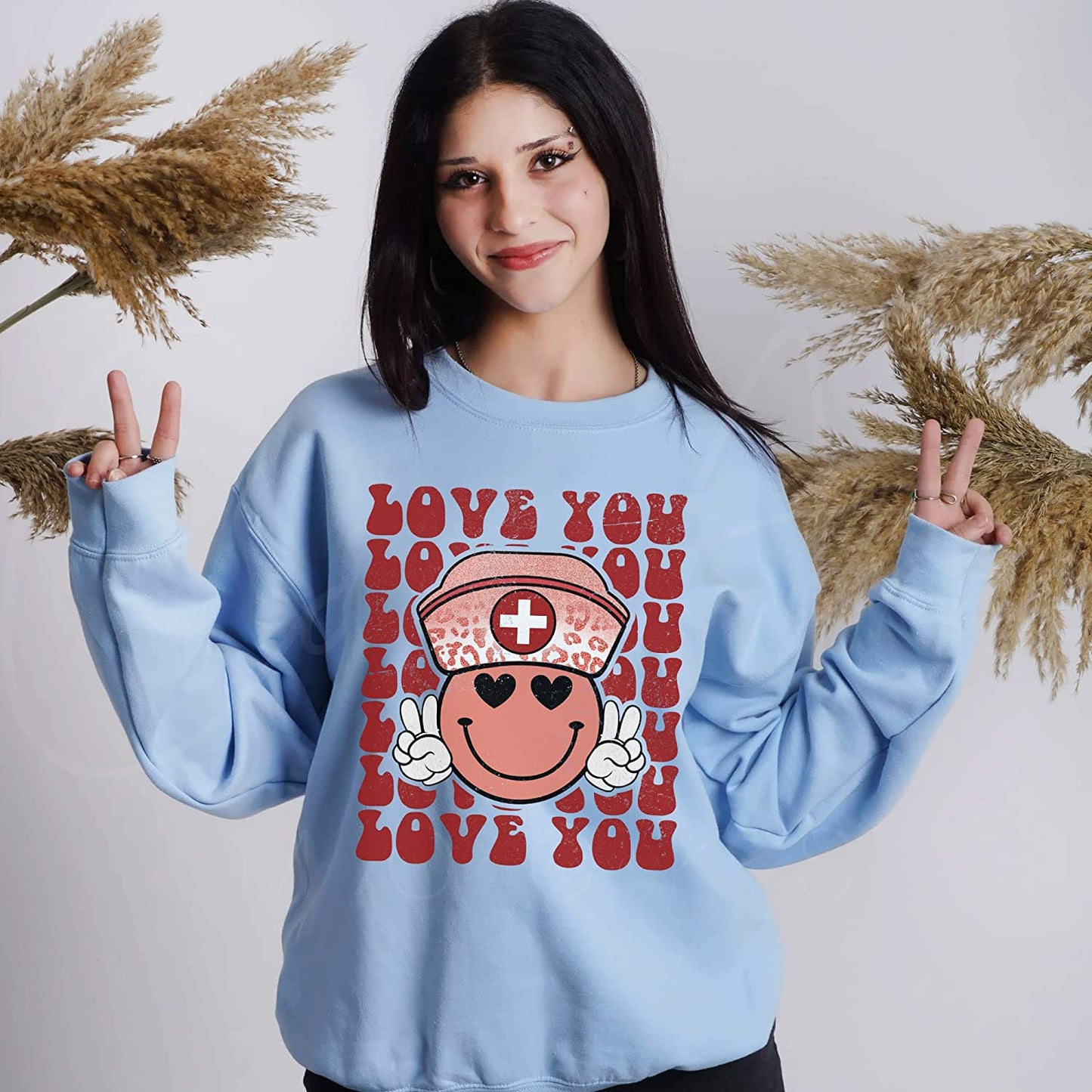 Funny Love you Nurse T-Shirt Valentine's Day for Nurses, Cute smile love Couple Sweatshirt, Nurse Crew Long Sleeve, Xoxo Hoodie