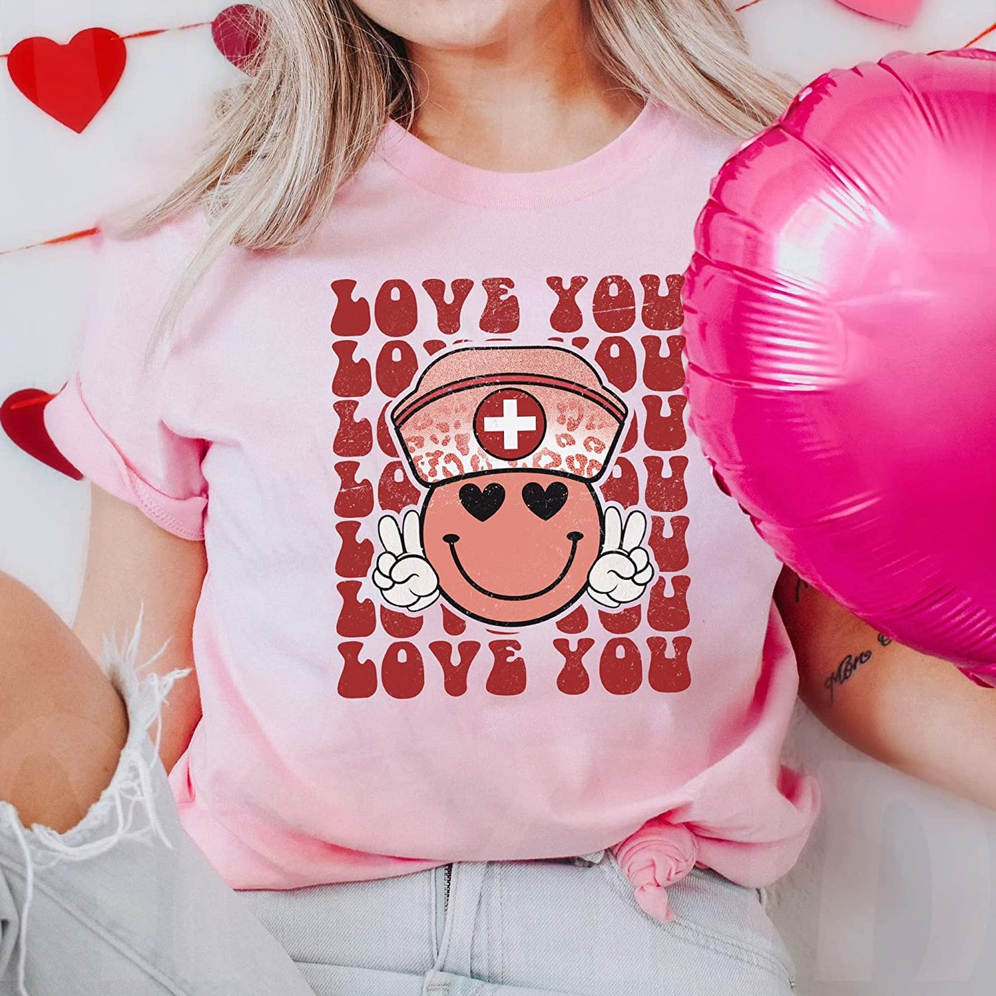 Funny Love you Nurse T-Shirt Valentine's Day for Nurses, Cute smile love Couple Sweatshirt, Nurse Crew Long Sleeve, Xoxo Hoodie