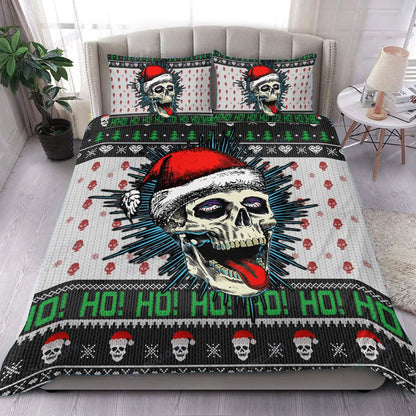 Funny Skull Christmas Ho Ho Ho Bedding Set Bedroom Set Bedlinen 3D,Bedding Christmas Gift,Bedding Set Christmas