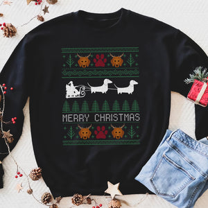 Funny Wiener Dog Dachshund Ugly Christmas Sweater funny sweatshirt gifts christmas ugly sweater for men and women