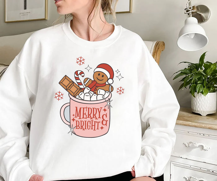Gingerbread Retro Christmas Sweatshirt, Christmas Graphic Tee, Holiday Sweater, Women's Holiday Sweatshirt, Christmas Shirt, Winter Shirt