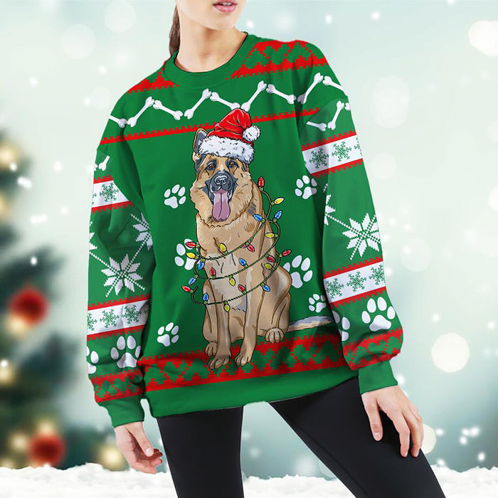 German Shepherd Green Christmas Sweatshirt, Christmas Ugly Sweater, Christmas Gift, Gift Christmas 2022
