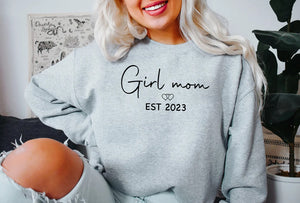 Girl Mom Crewneck Sweatshirt   Girl Mama shirts   Gifts for Moms   Baby Shower Gift   Women's Crewnecks   Shirts for New Moms gift