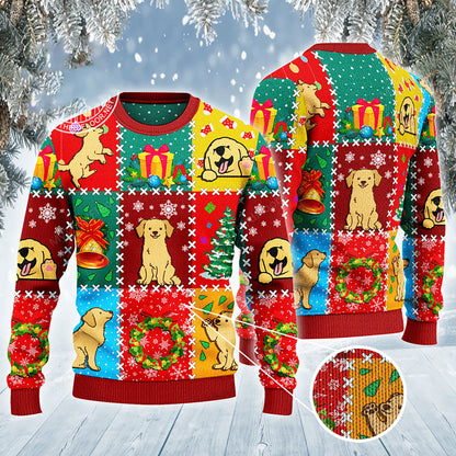 Golden Retriever Dog Lovers Christmas Wishes All Over Sweater, Christmas Ugly Sweater, Christmas Gift, Gift Christmas 2024