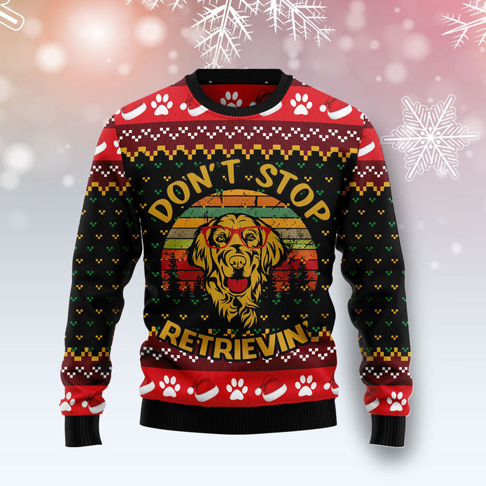 Golden Retriever Don‘t Stop Retrievin Ugly Christmas Sweater, Christmas Ugly Sweater, Christmas Gift, Gift Christmas 2022
