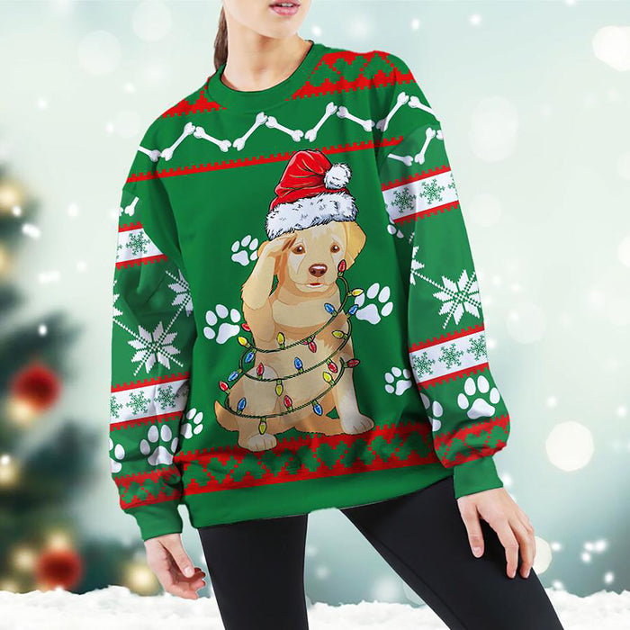 Golden Retriever Green Christmas Sweatshirt, Christmas Ugly Sweater, Christmas Gift, Gift Christmas 2022