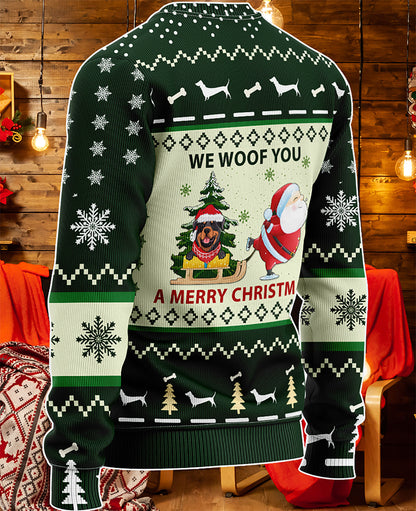 Green Red Rottweiler We Woof You A Merry Christmas, Christmas Ugly Sweater, Christmas Gift, Gift Christmas 2024