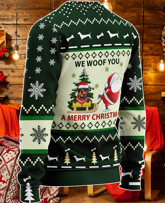 Green Red Rottweiler We Woof You A Merry Christmas, Christmas Ugly Sweater, Christmas Gift, Gift Christmas 2024