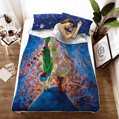 Grinch Snow Christmas night Quilt Bedding Set Bedroom Set Bedlinen 3D,Bedding Christmas Gift,Bedding Set Christmas
