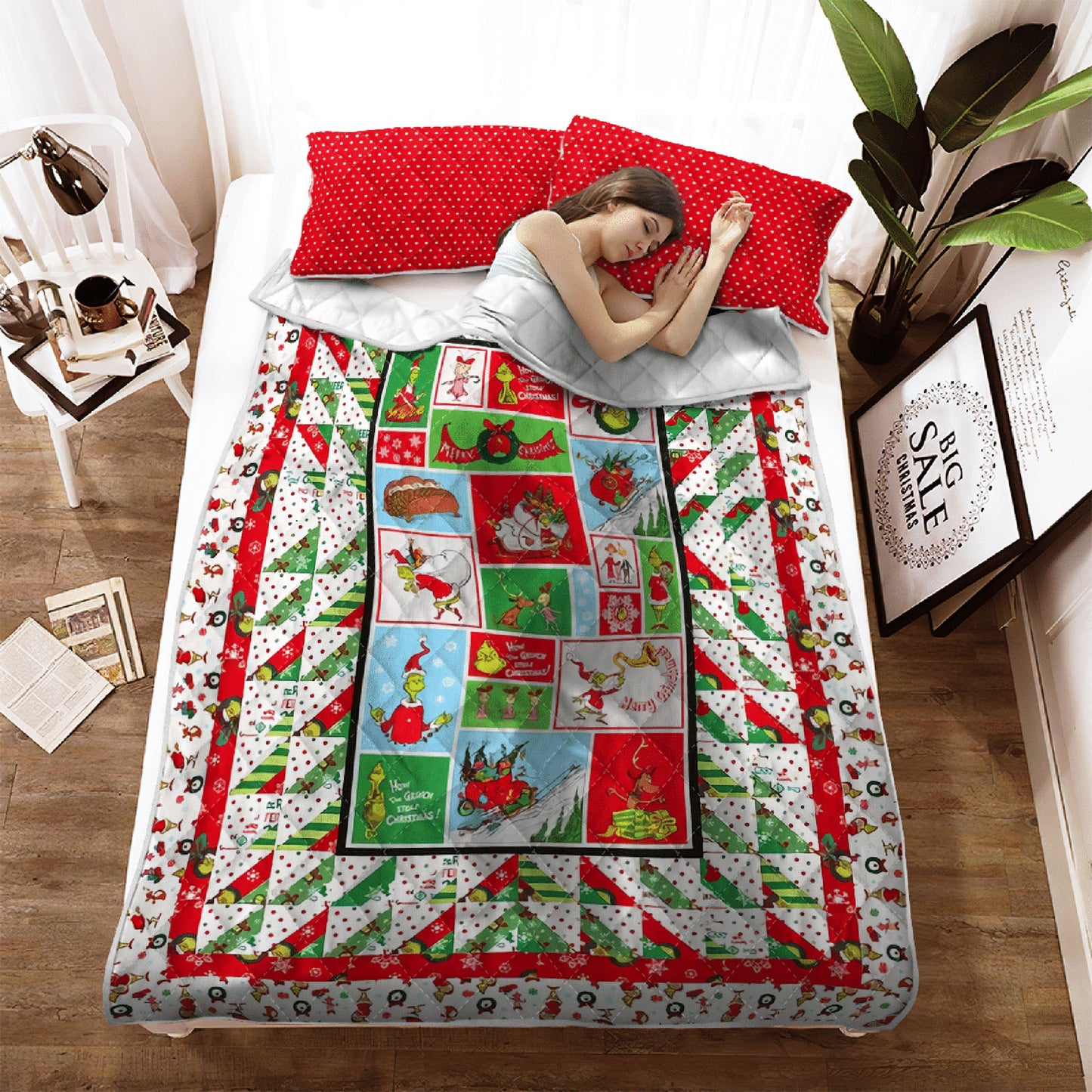 Grinch Xmas Quilt Bedding Set Bedroom Set Bedlinen 3D,Bedding Christmas Gift,Bedding Set Christmas