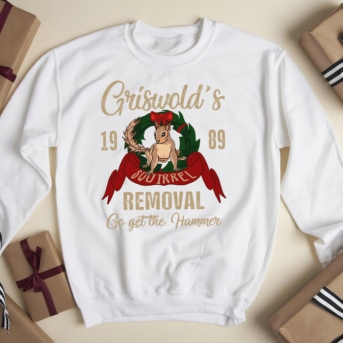 Griswold's squirrel removal go get the hammer funny sweatshirt gifts christmas ugly sweater