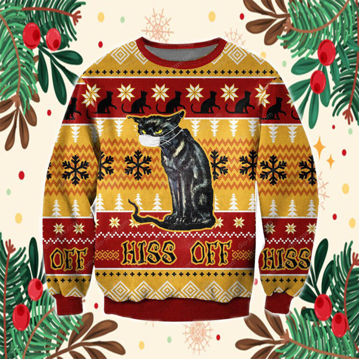 Hiss Off Cat 3D All Over Print Ugly Christmas Sweater Hoodie All Over Printed, Christmas Ugly Sweater,Christmas Gift,Gift Christmas 2022