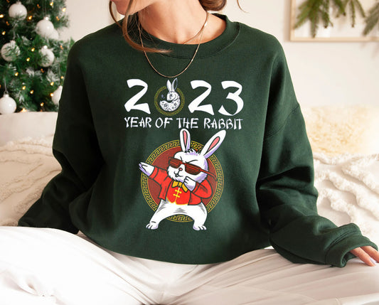 Happy Chinese Lunar New Year Decorations 2023 Rabbit Raglan Sweatshirt, Chinese Sweatshirt