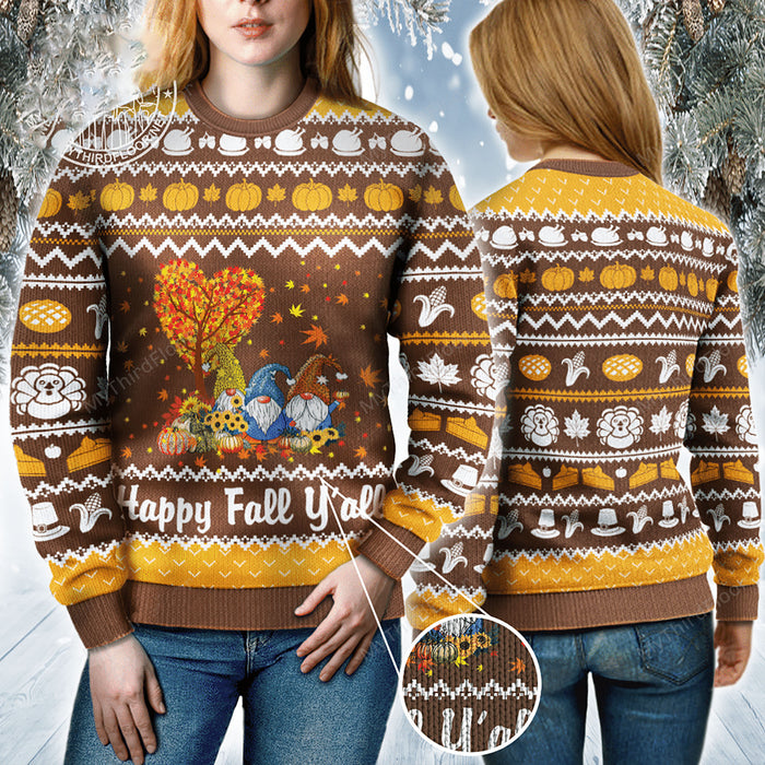 Happy Fall Y_all Thanksgiving Gift Ugly Christmas Sweater, Christmas Ugly Sweater, Christmas Gift, Gift Christmas 2024