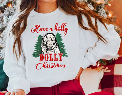 Bíodh Geansaí Nollag Holly Dolly,Santa Dolly, Geansaí Nollag an Iarthair, Léine Parton Retro Nollag Dolly, Bí A Dolly Xmas, Teaghlach na Nollag