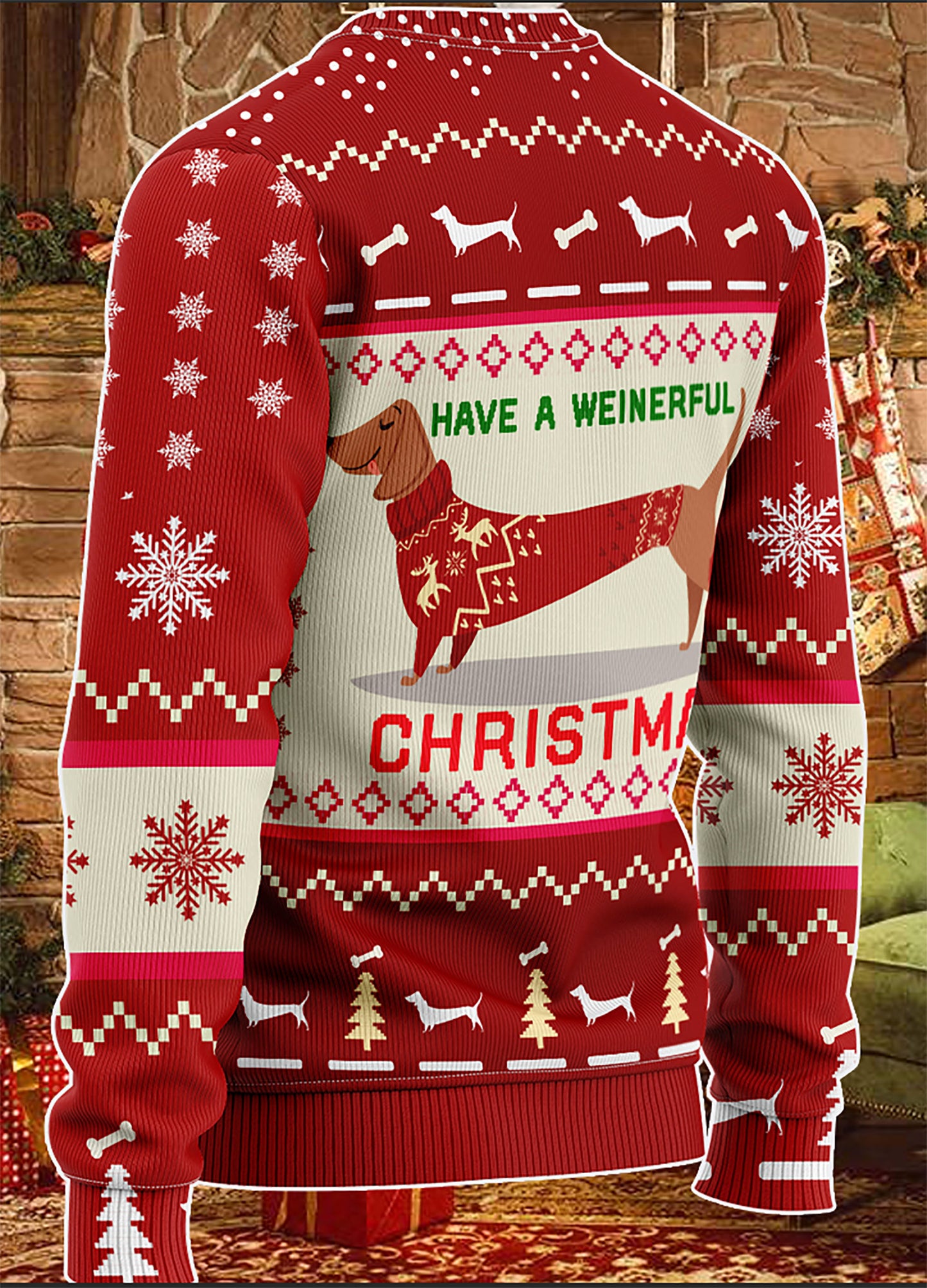 Have A WEINERFUL Christmas KNITTED Sweater, Christmas Ugly Sweater, Christmas Gift, Gift Christmas 2024