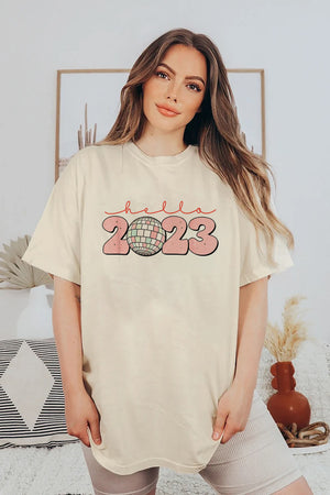 Hello 2023 Happy New Year Retro Disco Ball Lunar New Year Sweatshirt