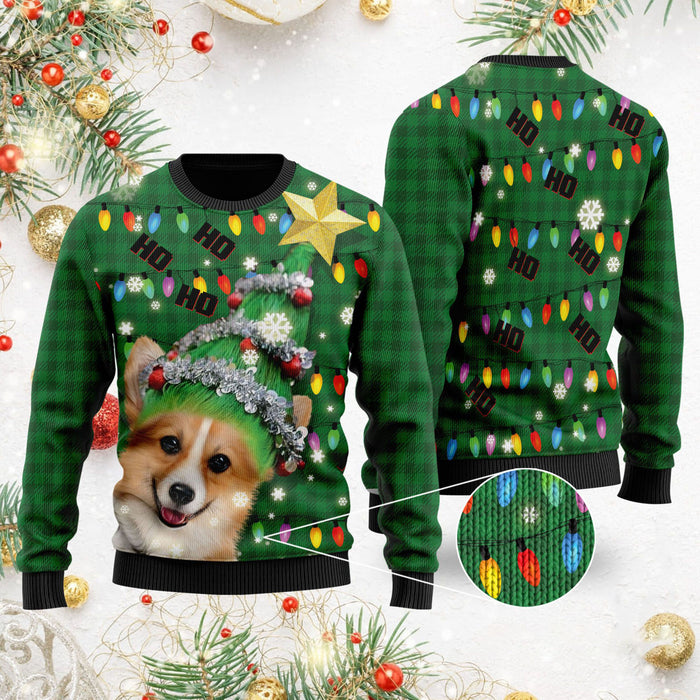 Ho Ho Ho Corgi Christmas Tree Ugly Sweater, Christmas Ugly Sweater, Christmas Gift, Gift Christmas 2024