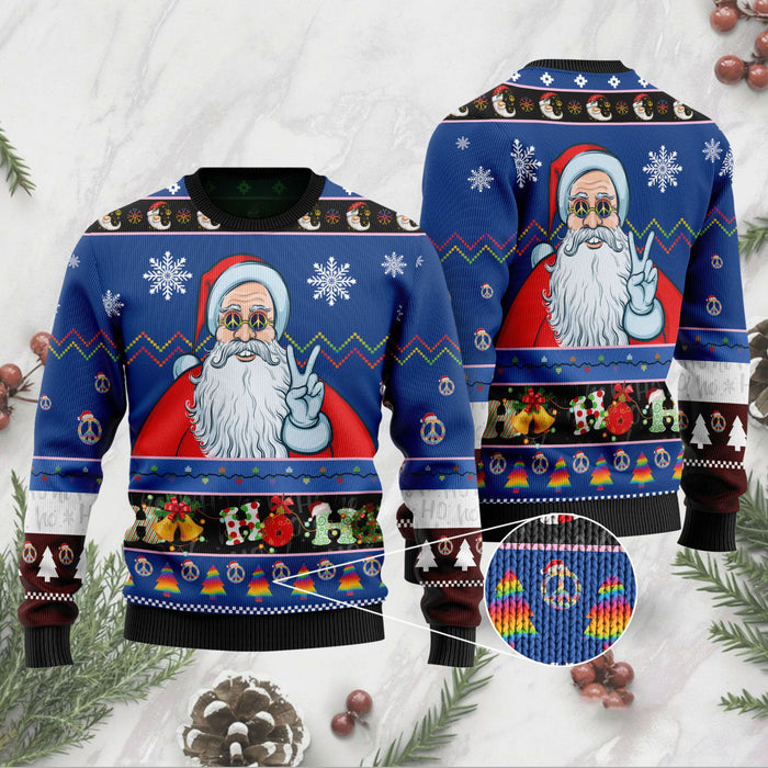 Ho Ho Ho Hippie Santa Claus Christmas Ugly Sweater, Christmas Ugly Sweater, Christmas Gift, Gift Christmas 2024